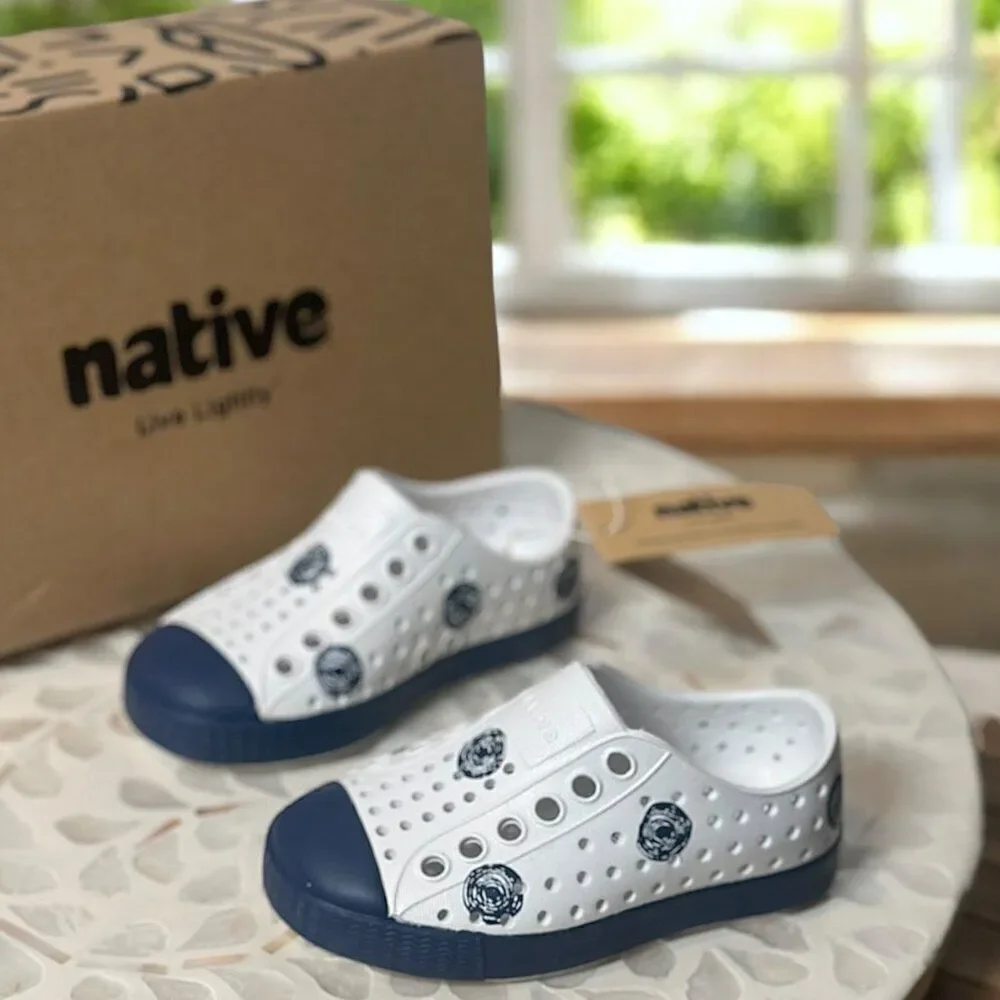 Native Jefferson “Frontier Scribble Dots”  Slip-On Water Shoes Toddler C5 White
